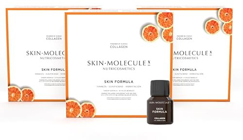 SKIN MOLECULE X - Skin Fórmula - Colágeno Marino Peptan® con Ácido Halurónico, Coenzima Q10, Vitaminas y Minerales, Colágeno Bebible | Rejuvenece e Hidrata la Piel, Fortalece Cabello (Plan 27 días)