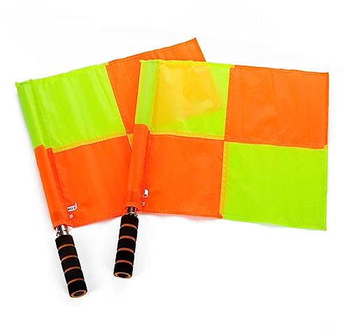 BESPORTBLE 2stücke Schiedsrichterflagge Wehend Handsignalflagge Kommandierende Spielflagge Robustes Material Leuchtende Farbe Aluminiummast Schwammpolster Gelb