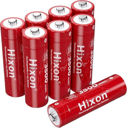 Hixon Lot de 8 piles AA rechargeables au lithium, 3500 mWh, batterie au lithium AA à sortie constante de 1,5 V