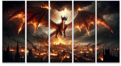islandburner Prime Bild auf Leinwand Riesiger Drache aus Lava epische Szene weitreichende Auswirkungen Bilder Wandbilder Poster
