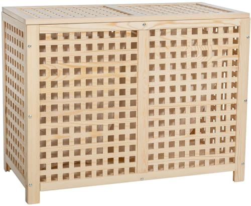 CLP Bac à linge I Coffre à linge et boîte de rangement en bois I Collecteur de linge moderne avec couvercle I Bac à linge avec aération, Taille:XL