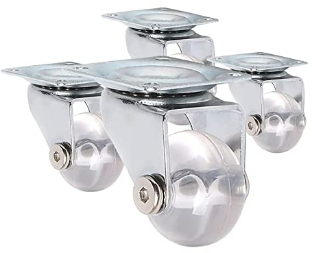 Lenkrollen, Bockrollen Lenkrolle for Möbel, 4er-Set, transparente PU-Gummi-Lenkrollen, Lenkrolle ohne Bremse, Ersatzrolle for Trolley- und Babybettrollen (Größe: 40 mm) (Color : Transparent, Size :