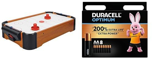 COLORBABY 46614 Spiel Air Hockey 56x31x10cm-CB Games, Mehrfarbig + Duracell Optimum Batterien AA, 8 Stück, bis zu 200% zusätzliche Lebensdauer oder extra Power