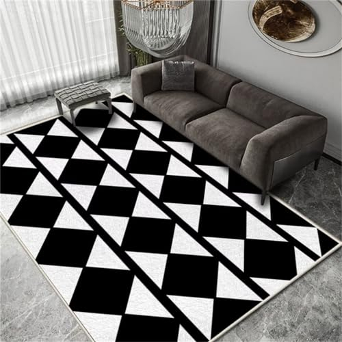 RUGMRZ XXL TeppichWaschbarer Teppich Wohnzimmer Kinderteppich Wald 300x400CM SchwarzGrauer, moderner, Rutschfester, verschleißfester mit geometrischem Muster