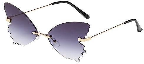 Sonnenbrille Festival, Schmetterling Vintage Unregelmäßige Coole Neuheit Brillen Festival Accessoires Rave Polterabend Lustige Festival Zubehör Sonnenbrille Randlose Festival Gadget Festival Brille