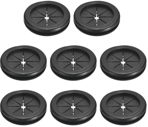 sourcing map 8Pcs Rubber Grommets 1-1/14(32mm) ID 1-1/2(38mm) Drill Hole Double Sided Firewall Hole Plugs Round Electrical Wiring Gasket, Black