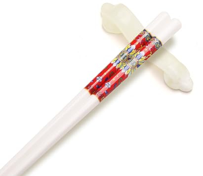 Set di bacchette cinesi in porcellana, confezione regalo, 10 paia di bacchette riutilizzabili lavabili in lavastoviglie, set regalo con custodia, bacchette in ceramica di osso di alta qualità con