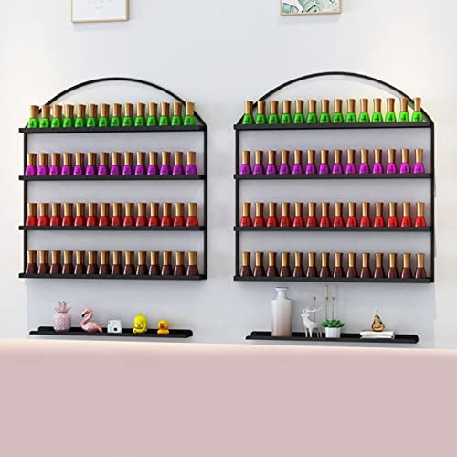 Nagellackregal aus Metall, zur Wandmontage, für Nagelstudio-Shop, schwarz, 130 x 68 cm