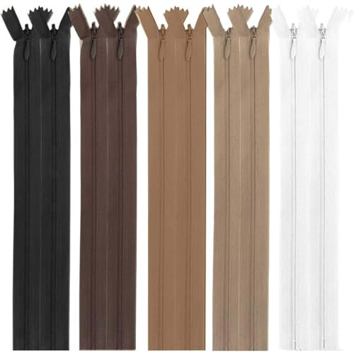 BQRKOTM 10 Pièces Fermetures Éclair à Glissière Invisibles en Nylon, 40 cm fermeture à glissière crémaillère, pour maroquinerie jean pantalon robe jupe couture vêtement