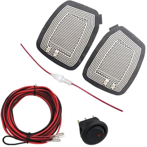 NIKISO Car Verre Rétroviseur Tapis Chauffant pour Rétroviseur De Voiture DC 12 V - Tapis Chauffant pour Rétroviseur Latéral - Tapis Chauffant pour Rétroviseur Latéral - 2 Pièces(1 Set with Cables)