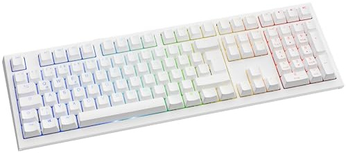 Ducky One X Wireless Gaming Tastatur Weiß – Full-Size, Induktive Switches, Tri-Mode-Konnektivität (USB-C, 2.4GHz, Bluetooth), Rapid Trigger, Einstellbare Auslösung, RGB, ISO deutsch
