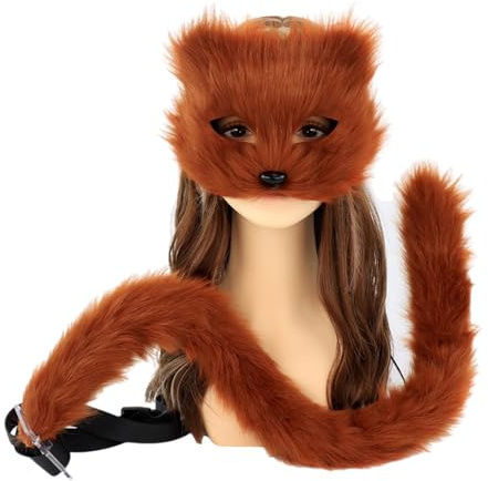 Pitadue Therians Kunstfell, Fuchsschwanz, Plüsch, Katzen, Wolf mit Schwanz, Halloween, Weihnachten, Party, Cosplay, Kostüm für Damen