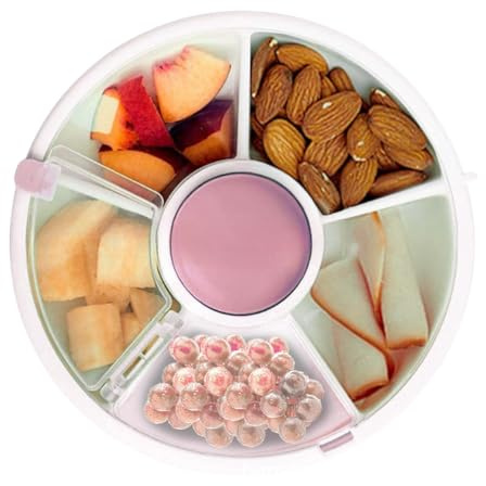 Penbinmall Snack Spinner Rotating Storage, Petit organisateur de fruits, organisateur portable de fruits et de bonbons pour enfants, organisateur de collations pour enfants (rose)