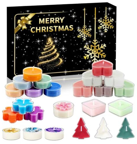 Calendario Adviento Velas, Cuenta Atrás de 24 días Calendario Adviento 2025 Mujer, Velas Perfumadas para Mamá, Esposa, Hermana o Novia (Multi)