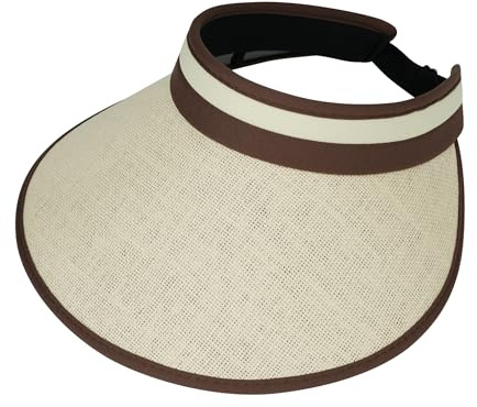 Clakllie Wide Brim Straw Sun Visor Hat for Women Adjustable Clip On Visors Portable Beach Ponytail Hats UPF 50+ Golf Visor