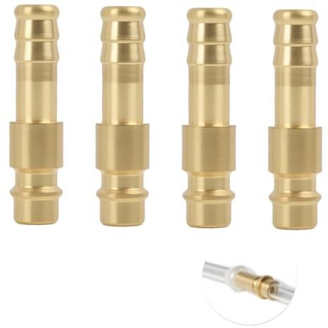 4 PCS Druckluftkupplung Tülle 9mm Messing DN9 Kupplungsstecker, Druckluftanschluss für Kompressor, Schnellkupplung Schlauchanschluss für Luft- und Gassysteme, Kupplungsstecker Set Druckluft Kupplung