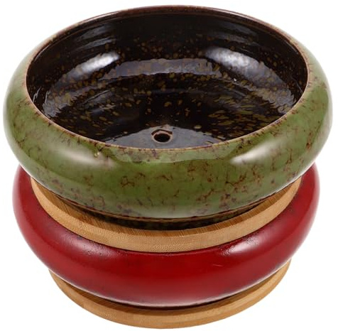 FUNOMOCYA Lot De 2 Pots De Fleurs Vintage en Céramique pour Bonsaï en Porcelaine en Céramique Bols en