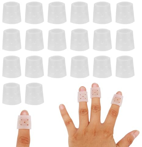 20pcs Finger Protection Sleeves, Washable & Reusable Finger Protectors Transparent Skin Picking Prevention Gloves for Anti-Scratch & Fingertips Protection
