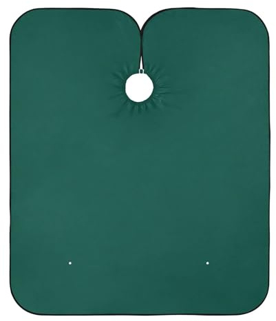 Cgiub Dark Green Solid Color Barber Cape Waterproof Professional Hair Cutting Salon Cape Hairdressing Gown Haircut Apron with Adjustable Snap Closure