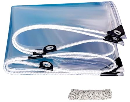 Terassenplane Außenbereich 70 x 70 cm Transparent - mit Ösen wasserdichte Transparente Pe Plane mit Seil für Gartenmöbel Pflanzen Pavillon Balkon, A