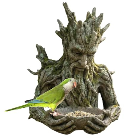 Mangiatoia per uccelli selvatici, scultura in resina per tutte le stagioni, stazione di alimentazione per uccelli all'aperto per pettirossi, fringuelli, cortile, balcone, decorazione da giardino