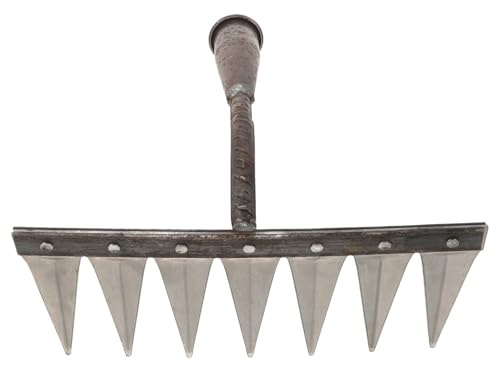 MAGICLULU Râteau en Fer à 7 Dents Épaisses pour Jardinage Manuel, Petit Râteau à Ameublir Le Sol, Cultivateur de Jardin Compact pour Pelouse et Entretien Extérieur