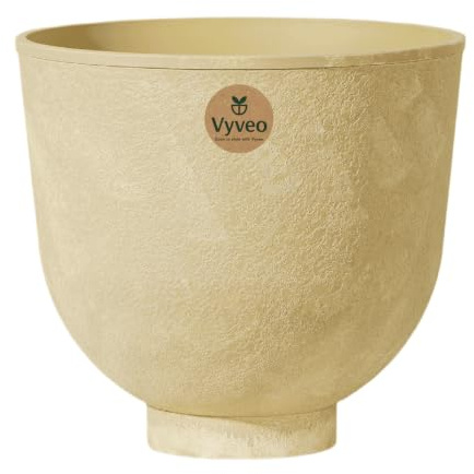 Vyveo - Blumentopf Orb - 35x32 - Beige (Retro) - Blumentopf für den Innen- und Außeneinsatz - Übertopf - Pflanztopf - Pflanzgefäß