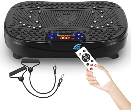 Plateforme vibrante avec magnétothérapie & Bluetooth, 120 vitesses, entraînement de tout le corps, plaques vibrantes avec télécommande et bandes de résistance, pour la perte de poids, le développement