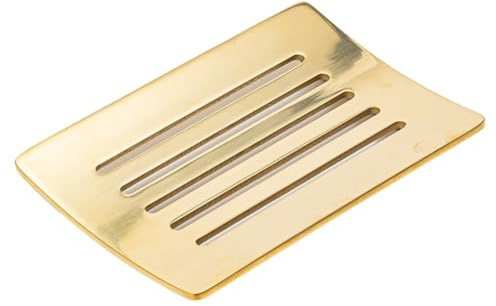 Serenophile Rostfreie Seifenschale, 304 Edelstahl, Barregal mit selbstentleerendem Design für Bad und Küche, Gold-Finish, platzsparender Halter für Seifenstücke und Schwämme