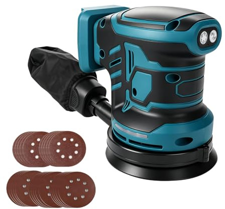 Random Orbital Sander for Makita 18V, 125mm 350W Brushless Electric Orbital Sander with 25pcs Sandpaper, 6 Speeds 21000RPM, Dust Extraction for Wood Sanding Polishing