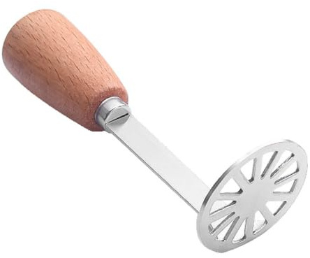 Hamwesh Potatisstötare, 304 Potatisstötare i Rostfritt Stål med Ergonomiskt Trähandtag och Slät Kropp, Köksredskap för Bönor, Grönsaksfrukter Avokadokött (Potatisforskning)
