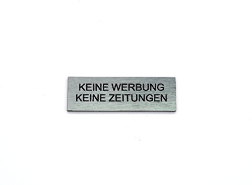 Bitte keine Werbung kostenlose Zeitungen Briefkasten Schild | Türschild Selbstklebend | Aluminium Edelstahlschilder-Optik | versch. Designs mit STOP Zeichen (Keine Werbung Keine Zeitungen)