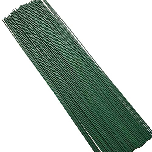Green Florist Wire Stems 2mm 16in, 50Pcs Plastic Coated Wire for Wreath DIY | Floral Stub Wire Craft Wire, Metal Flower Stakes Floristry Supplies for Wedding Bouquets, Flower Crowns, Christmas Wreaths