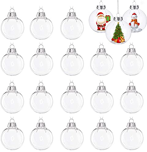 HIQE-FL 24 Stück Befüllbare Weihnachtskugeln,6cm Durchsichtige Christbaumkugeln,Weihnachtskugeln Baumschmuck,Weihnachtsbaumkugeln Plastik,Christbaumschmuck,Christmas Decoration Kugeln