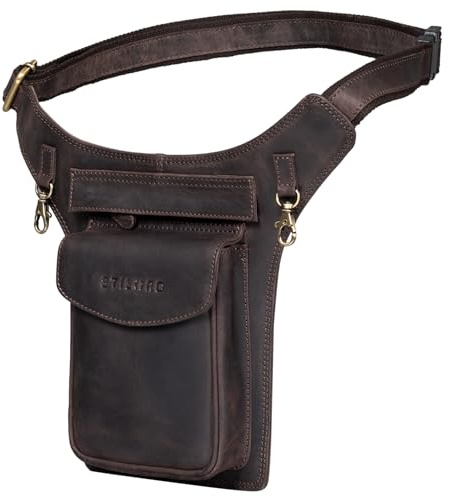 STILORD Frankie Hüfttasche Leder Brusttasche Cross-Body Bag Bauch Tasche Vintage Gürteltasche für Herren Damen Brusttasche Echtleder Farbe:dunkel - braun