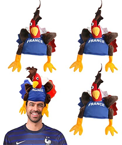 Ilovefancydress Bonnet de coq français Rugby Accessoire de déguisement France Sport supporters Coupe du monde