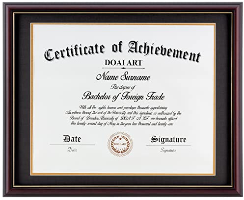 DOAI ART Diploma Frame 14 x 17 with Mat Solid Wood Display Document/Certificate 16x20 without Mat and Picture 17x14 with Black Over Gold Mat | Wall Hangers,New Zealand Cypress,HD Glass,Mahogany | Document/Certificate 16x20 without Mat and 17x14 with Black Over Gold Mat | Wall Hangers,New Zealand Cypress