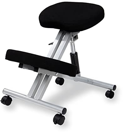 duehome | Silla de Oficina Ergonomica, Silla de Escritorio, Modelo Flip, Acabado en Color Negro y Aluminio, Medidas: 46 cm (Ancho) x 50 cm (Fondo) x 55-65 cm (Alto)