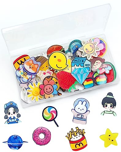 Cinvo 40 Pcs Acrylic Pins Bulk Decoration Cute Cartoon Pins Lapel Pin Set Locking Pins Backs Brooch Badge Bar Pins for Backpack Bags Clothing Jackets Hats Caps DIY Crafts(40 Assorted Styles)