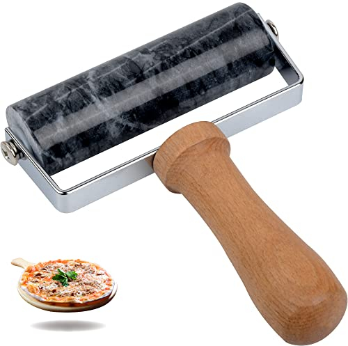 Tianman Rolling Pin Pizza Roller, Marble Roller Non-Stick T-Type, for Cake Baking Tortilla Fudge Pizza Cookies and Other Kitchen Baking Cooking (Type 1 Black).