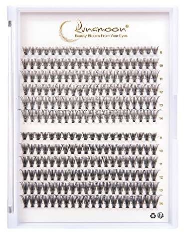 Lunamoon DIY Cluster Wimpern Einzeln Wimpern für Wimpernverlängerung DIY Individual Lashes Wimpernbüschel Individuelle Falsche Wimpern Cluster Lashes DIY Wimpernverlängerung (20D+30D-D-0.07,mix8-14)