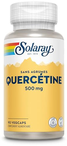 Solaray Quercétine 500mg | Pollens, Graminées & Rhume des Foins | Sans agrumes et sans OGM | 1 flacon de 90 vegcaps