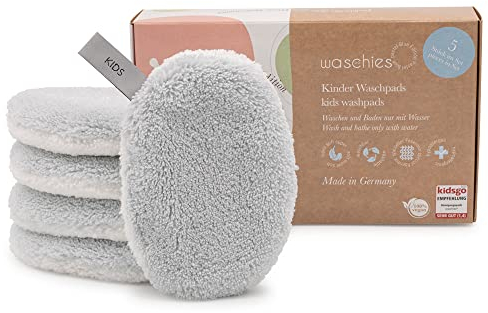Waschies Babys & Kinder Waschpads – 5er-Set Pastellblau – hergestellt in Deutschland - Eignung bei Windeldermatitis & Neurodermitis - hypoallergene Alternative zu Einweg-Feuchttüchern und Waschlappen