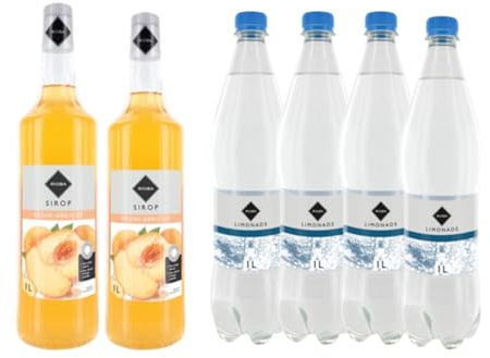 Lot Sirup Rioba & limonade:Sirup Rioba Pfirsich (2x1L) - Rioba-limonade (4x1L)