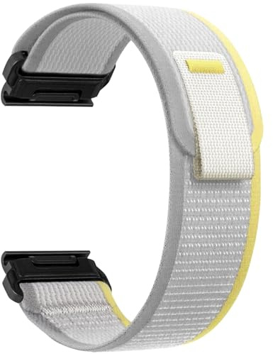 ZoRoll 22mm QuickFit Bracelet pour Garmin Fenix E/Fenix 8 47mm/7 Pro / 7/6 Pro / 6/5 Plus, Souple Élastique Nylon Bracelet pour Garmin Tactix 8 47mm/Descent G2/Epix - aune&Beige