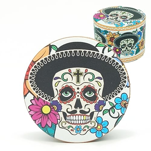 URBAN CREW grinder crusher 4-teiliger | 50mm Ø Zinklegierung | Spice mühle extrem scharfen Klingen | Manuelle Kräutermühle | Grinders Mexikanischer Totenkopf-360º-Druck (skull 5)