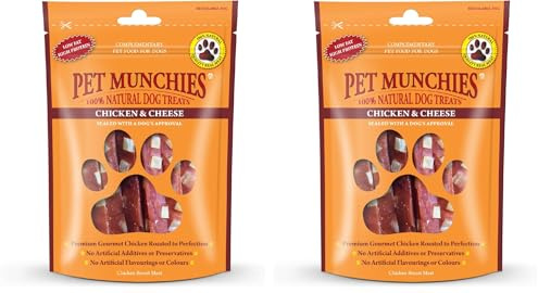 Pet Munchies Chicken and Cheese Dog Treats, Premium Dog Chews with Natural Real Meat, Low in Fat and High in Protein 100g (Pack of 2)