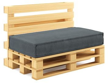 chilly pilley® Palettenkissen Palettenauflagen aus Cord für EU-Paletten - Abnehmbarer Bezug - Sitzkissen - Rückenlehnenkissen viele Farben (Grau, Sitzkissen 120x60)