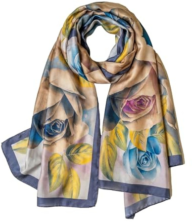 Trillion Sciarpa in seta da donna London® | Sciarpe leggere da donna | Scialle | Sciarpa per la testa | Regali per le donne | Stampe di design | Abbigliamento quotidiano | Liscio e morbido | Multi flo