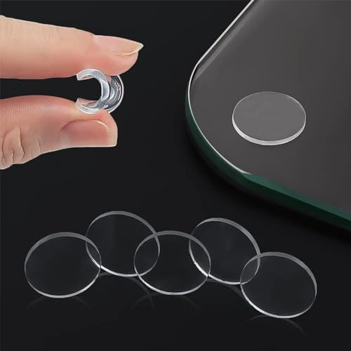 Lot de 50 Plaques en Verre Transparent Antidérapantes - 27 mm - Résistantes aux Chocs - Idéal pour Les Tables à Manger (No Glue, 1)